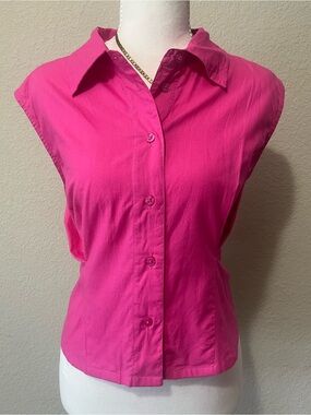 Spoon jeans Women’s Bright Pink Button-Front Sleeveless Top